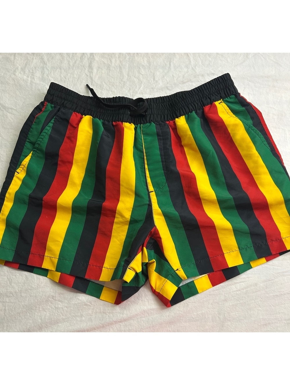 Forever 21 Men Swim Trunks Large Reggae Stripe Board Shorts Mesh Lined